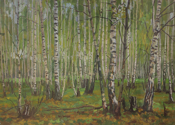 Мазанов Леонтий Никифорович. Летом. Березовая роща